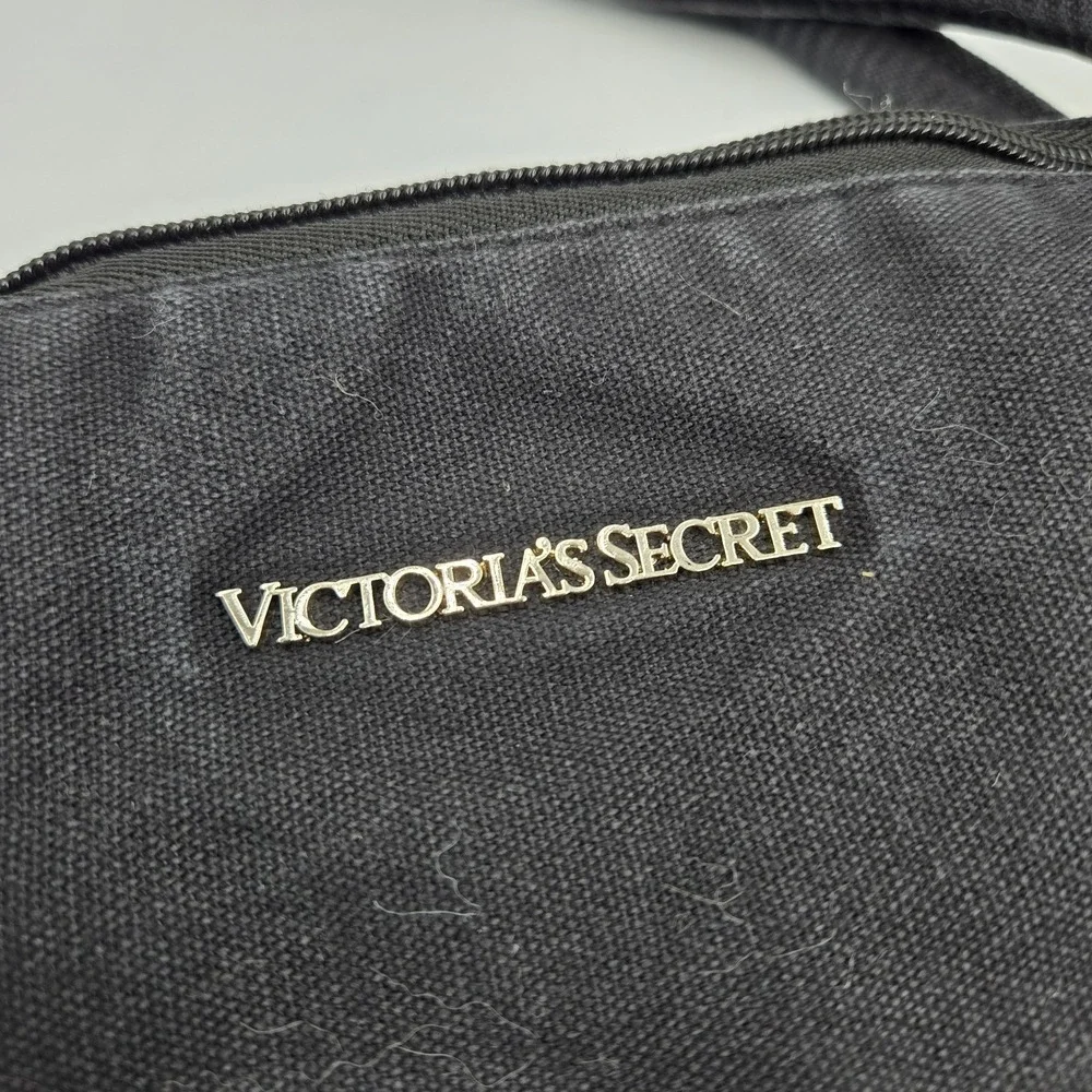 Victoria's Secret Black Pink Stripe Weekender Travel Duffel Bag Shoulder Strap